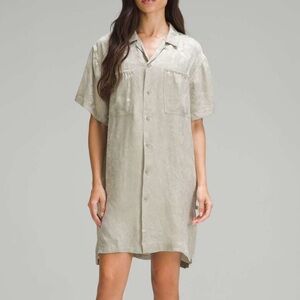 Lululemon Lab Jacquard Shirt Dress Raw Linen Size 6 NWT